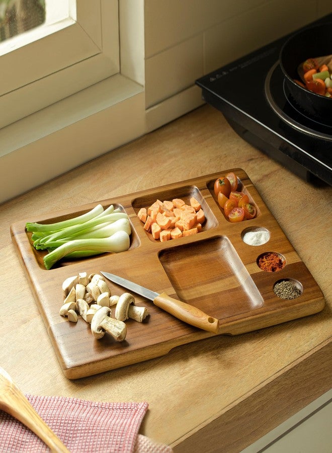Ellementry Sous Chef Multi Utility Platter | Serving Platter with Wooden Board for Serving Sweets, Cookies, Dry Fruits, Snacks at Home | Chopping Cutting Board for Kitchen Vegetables, Fruits & Cheese - Image 1